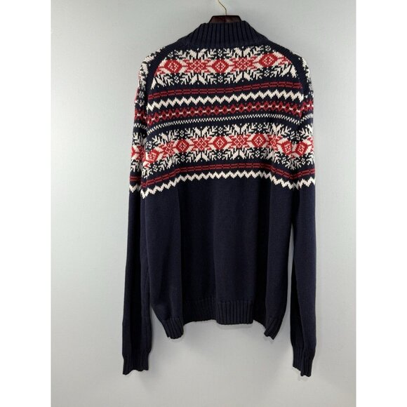 IZOD Men's 1/4 Zip Sweater Size XL Fair Isle Heavy Knit Ski Holiday Preppy - Picture 4 of 8